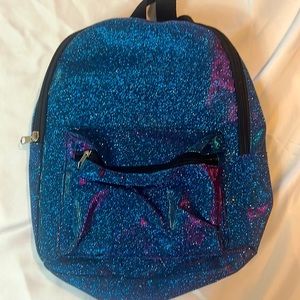 New Blue holographic zip mini backpack